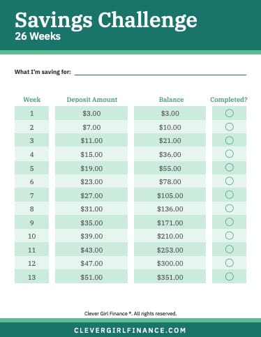 26 week savings challenge