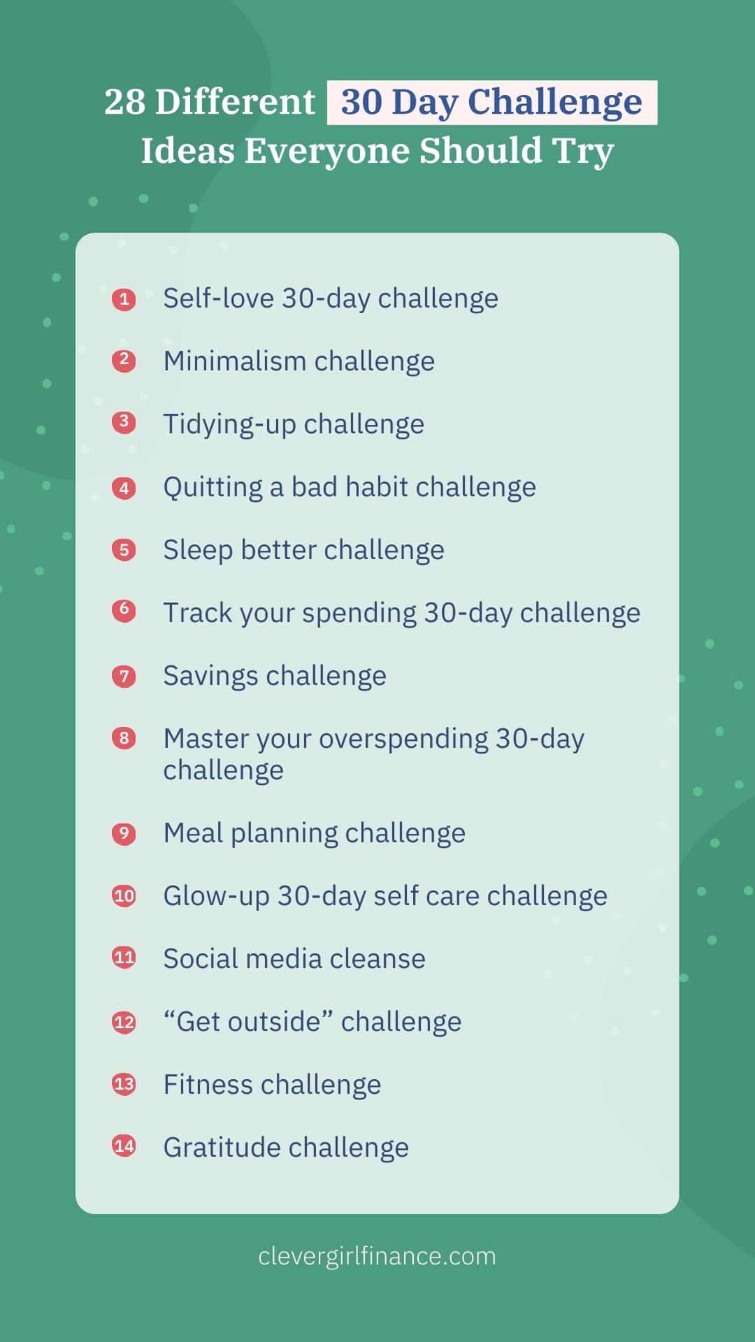 30 Day Challenge Ideas