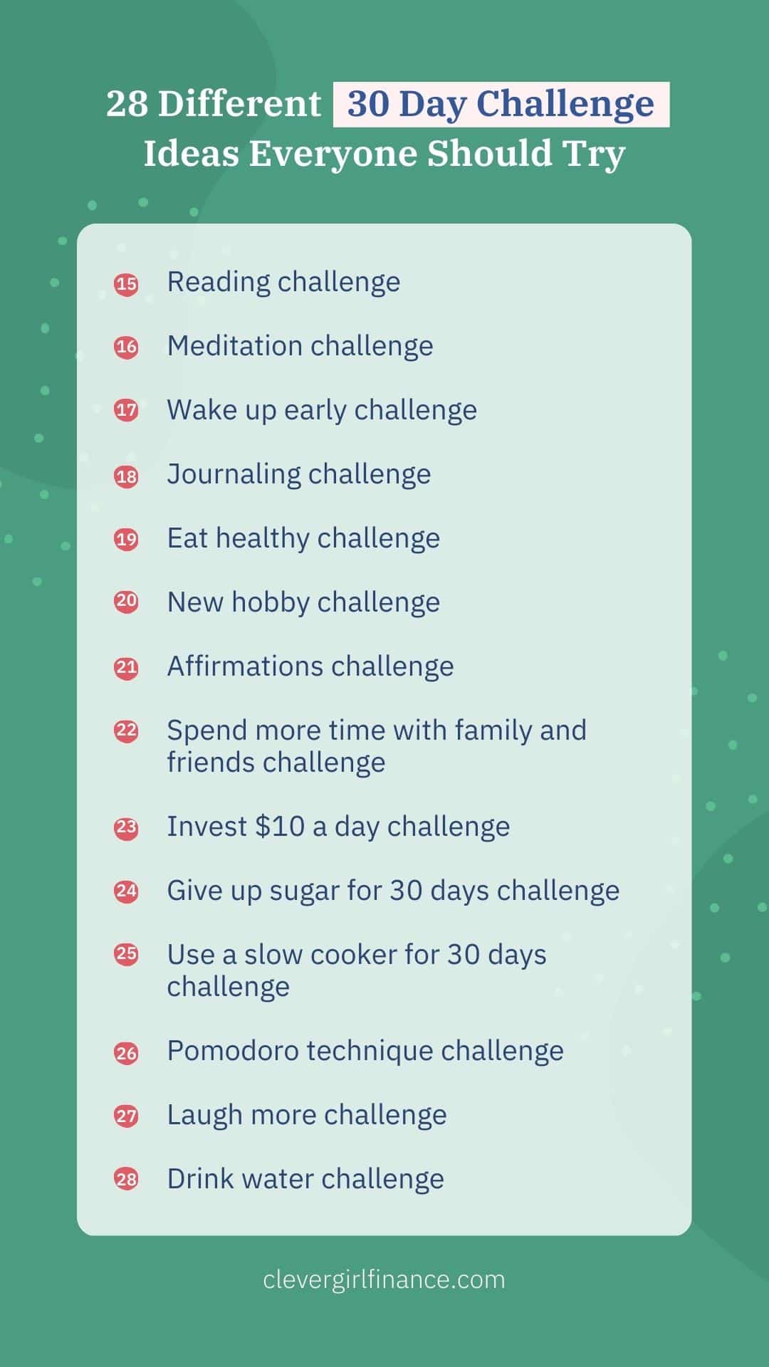 30 Day Challenge Ideas