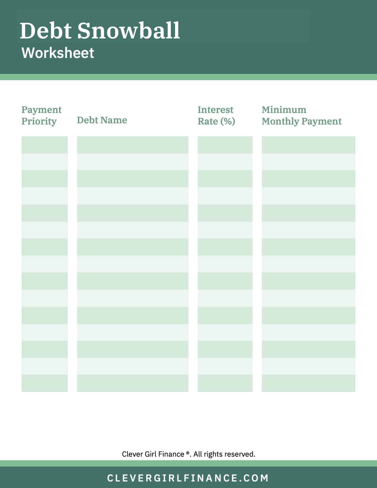 Debt Snowball Worksheet