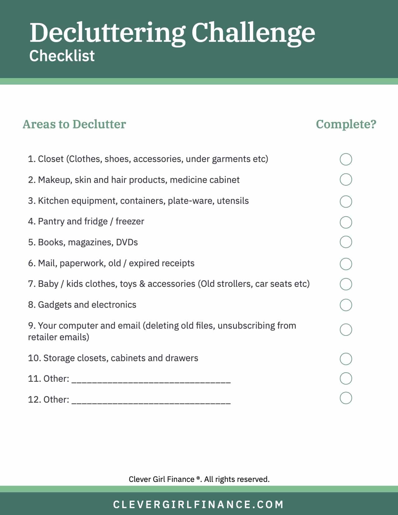 Declutter Your Life Checklist