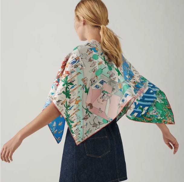 Hermes scarf as shawl