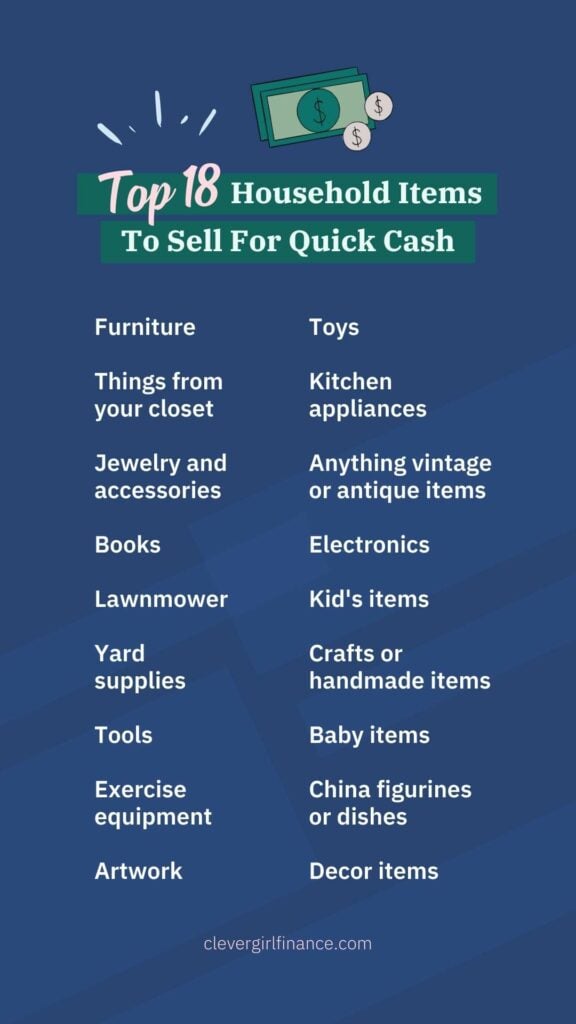 Household items to sell for quick cash infographic